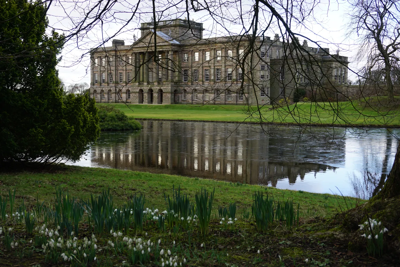 The house at Lyme, near Disley, seen across the Reflection Pond.