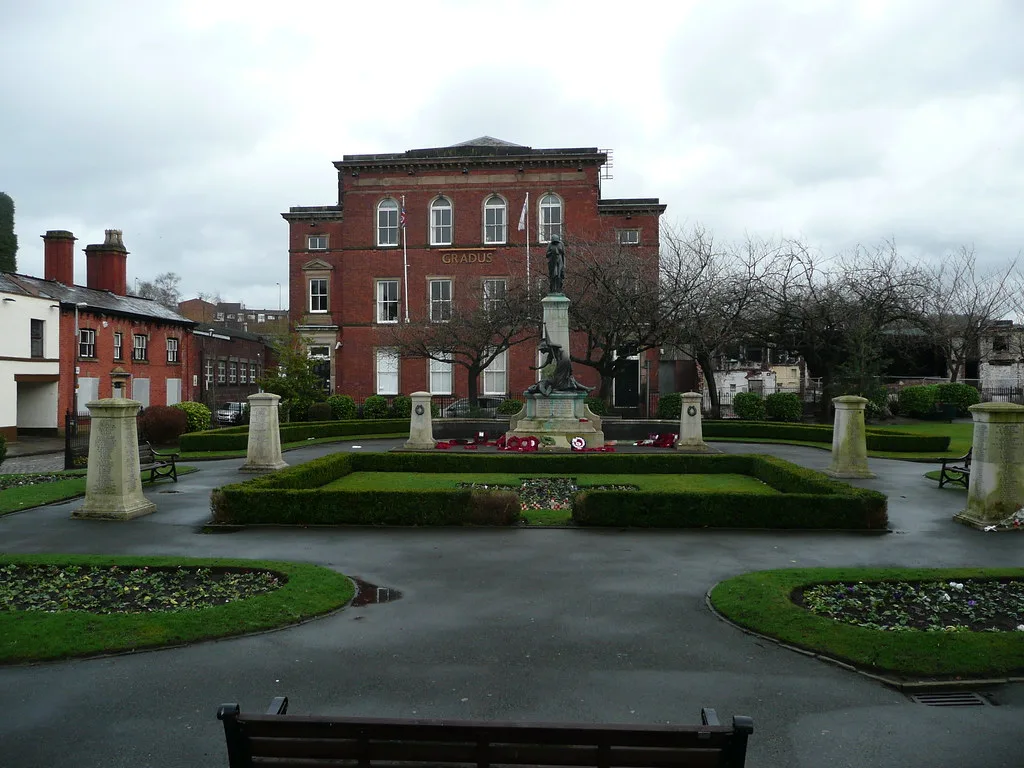 The war memorial on Park Green, Macclesfield, where the Remembrance Sunday ceremony is held.
