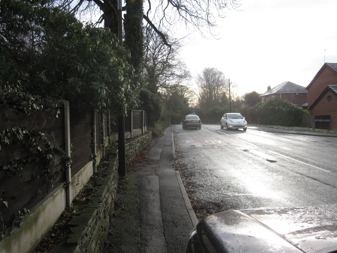 Prestbury Road, Macclesfield. The appeal site is three fields fronting this road on the town's northern edge.