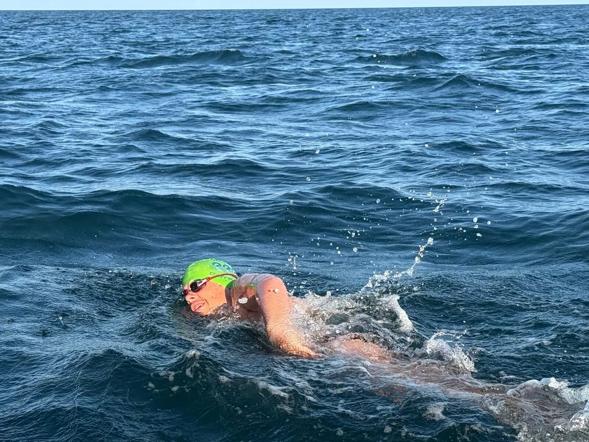 Rory Kaye swimming in open water. The photograph was supplied to the Macclesfield Times with the announcement of his North Channel crossing.